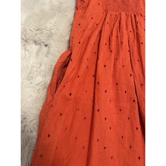 Madewell Eyelet Summertime Cami‎ Midi Dress Size M Orange - Picture 8 of 14